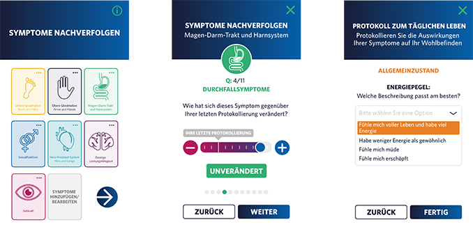 hATTR-Amyloidose STAR: Der Symptom-Tracker Funktionen